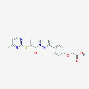 molecular formula C18H20N4O4S B5738306 [4-(2-{2-[(4,6-dimethyl-2-pyrimidinyl)thio]propanoyl}carbonohydrazonoyl)phenoxy]acetic acid 