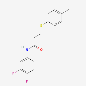 molecular formula C16H15F2NOS B5738349 N-(3,4-difluorophenyl)-3-[(4-methylphenyl)thio]propanamide 