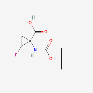 molecular formula C9H14FNO4 B573839 1-[(tert-Butoxycarbonyl)amino]-2-fluorocyclopropane-1-carboxylic acid CAS No. 188897-47-4