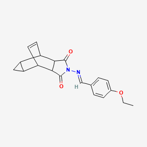 molecular formula C20H20N2O3 B5738430 4-[(4-ethoxybenzylidene)amino]-4-azatetracyclo[5.3.2.0~2,6~.0~8,10~]dodec-11-ene-3,5-dione 