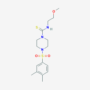 molecular formula C16H25N3O3S2 B5738561 4-[(3,4-dimethylphenyl)sulfonyl]-N-(2-methoxyethyl)-1-piperazinecarbothioamide 