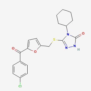 molecular formula C20H20ClN3O3S B5738638 5-({[5-(4-chlorobenzoyl)-2-furyl]methyl}thio)-4-cyclohexyl-2,4-dihydro-3H-1,2,4-triazol-3-one 