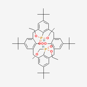 molecular formula C52H74O10P2 B573886 5,11,17,23-Tetratert-butyl-26-diethoxyphosphoryl-28-[ethoxy(methoxymethyl)phosphoryl]pentacyclo[19.3.1.13,7.19,13.115,19]octacosa-1(25),3,5,7(28),9(27),10,12,15(26),16,18,21,23-dodecaene-25,27-diol CAS No. 174391-26-5