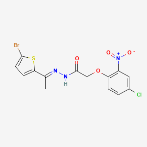 molecular formula C14H11BrClN3O4S B5738952 N'-[1-(5-bromo-2-thienyl)ethylidene]-2-(4-chloro-2-nitrophenoxy)acetohydrazide 