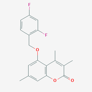 molecular formula C19H16F2O3 B5738997 5-[(2,4-difluorobenzyl)oxy]-3,4,7-trimethyl-2H-chromen-2-one 