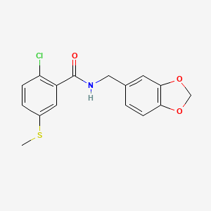 molecular formula C16H14ClNO3S B5739122 N-(1,3-benzodioxol-5-ylmethyl)-2-chloro-5-(methylthio)benzamide 