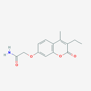 molecular formula C14H15NO4 B5739200 2-[(3-ethyl-4-methyl-2-oxo-2H-chromen-7-yl)oxy]acetamide 