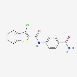 molecular formula C16H11ClN2O2S B5739330 N-[4-(aminocarbonyl)phenyl]-3-chloro-1-benzothiophene-2-carboxamide 