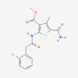 molecular formula C16H15ClN2O4S B5739346 methyl 5-(aminocarbonyl)-2-{[(2-chlorophenyl)acetyl]amino}-4-methyl-3-thiophenecarboxylate 