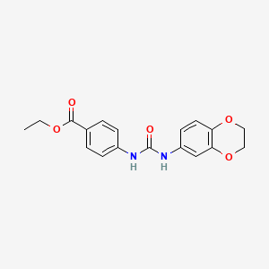 molecular formula C18H18N2O5 B5739397 ethyl 4-{[(2,3-dihydro-1,4-benzodioxin-6-ylamino)carbonyl]amino}benzoate 