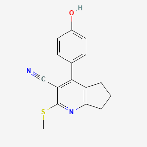 4-(4-hydroxyphenyl)-2-(methylthio)-6,7-dihydro-5H-cyclopenta[b]pyridine-3-carbonitrile