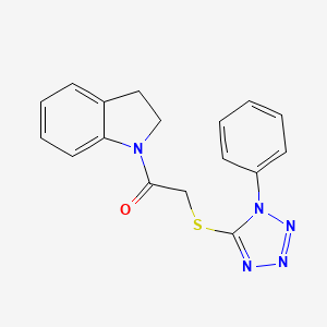 molecular formula C17H15N5OS B5739466 1-{[(1-phenyl-1H-tetrazol-5-yl)thio]acetyl}indoline 