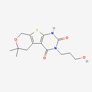 molecular formula C14H18N2O4S B5739507 3-(3-hydroxypropyl)-6,6-dimethyl-1,5,6,8-tetrahydro-2H-pyrano[4',3':4,5]thieno[2,3-d]pyrimidine-2,4(3H)-dione 