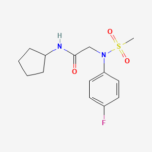 molecular formula C14H19FN2O3S B5739712 N~1~-cyclopentyl-N~2~-(4-fluorophenyl)-N~2~-(methylsulfonyl)glycinamide 