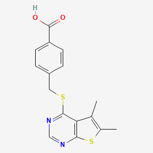 molecular formula C16H14N2O2S2 B5739744 4-{[(5,6-dimethylthieno[2,3-d]pyrimidin-4-yl)thio]methyl}benzoic acid 
