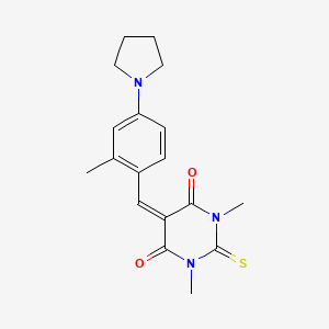 molecular formula C18H21N3O2S B5739750 1,3-dimethyl-5-[2-methyl-4-(1-pyrrolidinyl)benzylidene]-2-thioxodihydro-4,6(1H,5H)-pyrimidinedione 