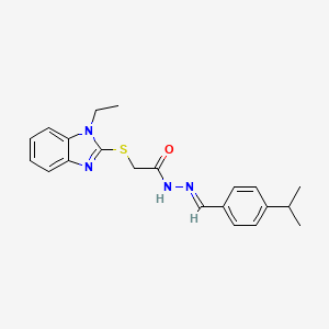 molecular formula C21H24N4OS B5739753 2-[(1-ethyl-1H-benzimidazol-2-yl)thio]-N'-(4-isopropylbenzylidene)acetohydrazide 