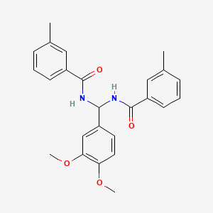 molecular formula C25H26N2O4 B5739944 N,N'-[(3,4-dimethoxyphenyl)methylene]bis(3-methylbenzamide) 
