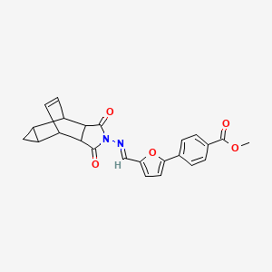 molecular formula C24H20N2O5 B5739989 methyl 4-(5-{[(3,5-dioxo-4-azatetracyclo[5.3.2.0~2,6~.0~8,10~]dodec-11-en-4-yl)imino]methyl}-2-furyl)benzoate 