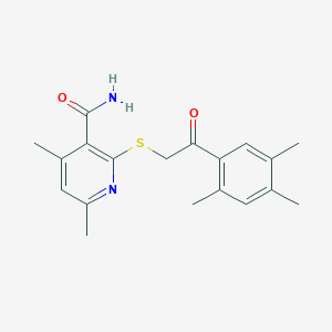 molecular formula C19H22N2O2S B5740034 4,6-dimethyl-2-{[2-oxo-2-(2,4,5-trimethylphenyl)ethyl]thio}nicotinamide 