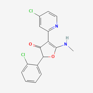molecular formula C16H12Cl2N2O2 B574018 2-(2-Chlorophenyl)-4-(4-chloropyridin-2-yl)-5-(methylamino)furan-3-one CAS No. 187591-93-1