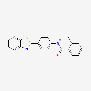 molecular formula C21H16N2OS B5740364 N-[4-(1,3-benzothiazol-2-yl)phenyl]-2-methylbenzamide 