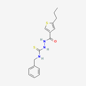 molecular formula C16H19N3OS2 B5740418 N-benzyl-2-[(5-propyl-3-thienyl)carbonyl]hydrazinecarbothioamide 