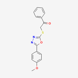 molecular formula C17H14N2O3S B5740426 2-{[5-(4-methoxyphenyl)-1,3,4-oxadiazol-2-yl]thio}-1-phenylethanone 