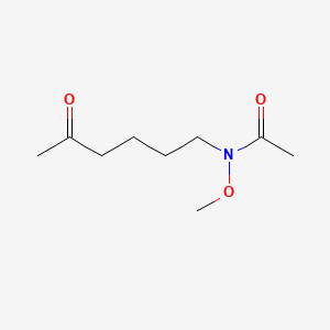 molecular formula C9H17NO3 B574048 N-Methoxy-N-(5-oxohexyl)acetamide CAS No. 193805-87-7