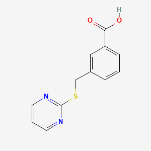molecular formula C12H10N2O2S B5740491 3-[(2-pyrimidinylthio)methyl]benzoic acid 