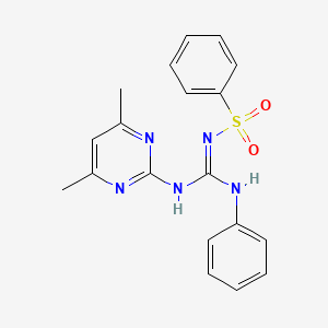 molecular formula C19H19N5O2S B5740594 N-{anilino[(4,6-dimethyl-2-pyrimidinyl)amino]methylene}benzenesulfonamide 
