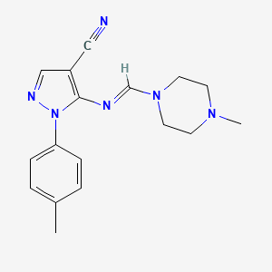 molecular formula C17H20N6 B5740636 1-(4-methylphenyl)-5-{[(4-methyl-1-piperazinyl)methylene]amino}-1H-pyrazole-4-carbonitrile 