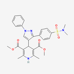 molecular formula C28H30N4O6S B5740675 dimethyl 4-(3-{4-[(dimethylamino)sulfonyl]phenyl}-1-phenyl-1H-pyrazol-4-yl)-2,6-dimethyl-1,4-dihydro-3,5-pyridinedicarboxylate 