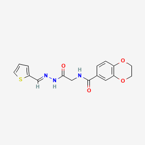 molecular formula C16H15N3O4S B5740683 N-{2-oxo-2-[2-(2-thienylmethylene)hydrazino]ethyl}-2,3-dihydro-1,4-benzodioxine-6-carboxamide 