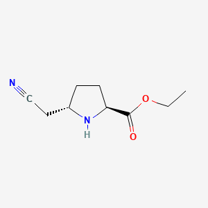 molecular formula C9H14N2O2 B574075 (2S,5S)-Ethyl 5-(cyanomethyl)pyrrolidine-2-carboxylate CAS No. 161257-64-3