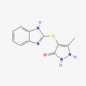 molecular formula C11H10N4OS B5740798 4-(1H-benzimidazol-2-ylthio)-5-methyl-1,2-dihydro-3H-pyrazol-3-one 