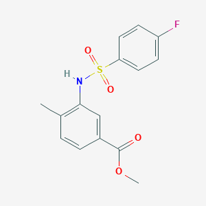 molecular formula C15H14FNO4S B5740898 methyl 3-{[(4-fluorophenyl)sulfonyl]amino}-4-methylbenzoate 