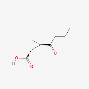 molecular formula C8H12O3 B574094 (1R,2R)-2-butanoylcyclopropane-1-carboxylic acid CAS No. 178683-13-1