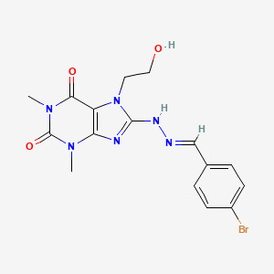 molecular formula C16H17BrN6O3 B5741010 4-bromobenzaldehyde [7-(2-hydroxyethyl)-1,3-dimethyl-2,6-dioxo-2,3,6,7-tetrahydro-1H-purin-8-yl]hydrazone 