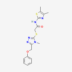 molecular formula C17H19N5O2S2 B5741022 N-(4,5-dimethyl-1,3-thiazol-2-yl)-2-{[4-methyl-5-(phenoxymethyl)-4H-1,2,4-triazol-3-yl]thio}acetamide 