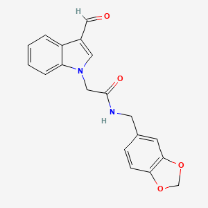 N-(1,3-benzodioxol-5-ylmethyl)-2-(3-formyl-1H-indol-1-yl)acetamide