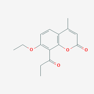 molecular formula C15H16O4 B5741041 7-ethoxy-4-methyl-8-propionyl-2H-chromen-2-one 