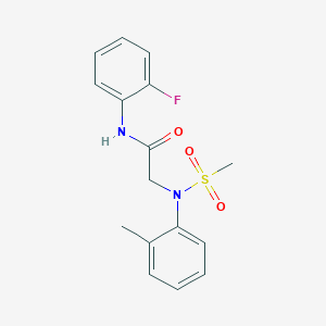 molecular formula C16H17FN2O3S B5741301 N~1~-(2-fluorophenyl)-N~2~-(2-methylphenyl)-N~2~-(methylsulfonyl)glycinamide 