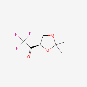 molecular formula C7H9F3O3 B574132 1-[(4R)-2,2-Dimethyl-1,3-dioxolan-4-yl]-2,2,2-trifluoroethan-1-one CAS No. 162932-23-2