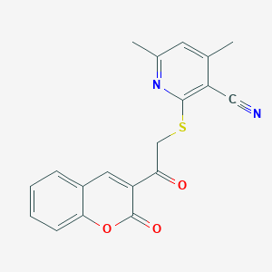 4,6-dimethyl-2-{[2-oxo-2-(2-oxo-2H-chromen-3-yl)ethyl]thio}nicotinonitrile