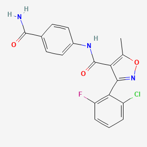 molecular formula C18H13ClFN3O3 B5741612 N-[4-(aminocarbonyl)phenyl]-3-(2-chloro-6-fluorophenyl)-5-methyl-4-isoxazolecarboxamide 
