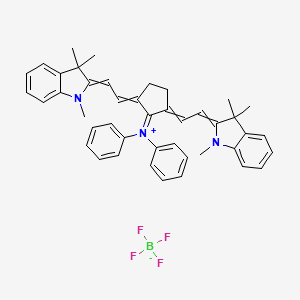 molecular formula C43H44BF4N3 B574181 N,N-Diphenyl-2,5-bis[2-(1,3,3-trimethyl-1,3-dihydro-2H-indol-2-ylidene)ethylidene]cyclopentan-1-iminium tetrafluoroborate CAS No. 177167-98-5
