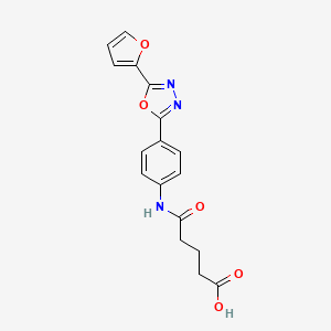 molecular formula C17H15N3O5 B5741824 5-({4-[5-(2-furyl)-1,3,4-oxadiazol-2-yl]phenyl}amino)-5-oxopentanoic acid 