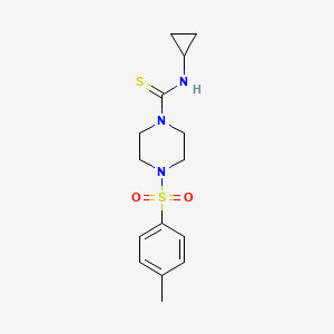 molecular formula C15H21N3O2S2 B5742002 N-cyclopropyl-4-[(4-methylphenyl)sulfonyl]-1-piperazinecarbothioamide 