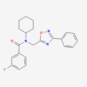 molecular formula C22H22FN3O2 B5742055 N-cyclohexyl-3-fluoro-N-[(3-phenyl-1,2,4-oxadiazol-5-yl)methyl]benzamide 